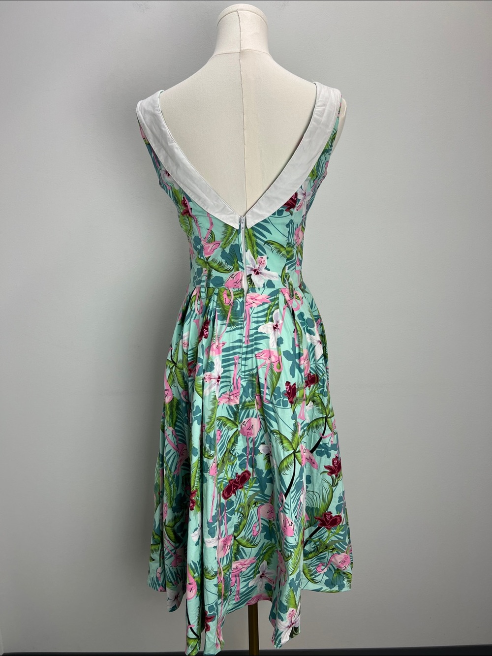 Hell Bunny Retro Dress Vintage Style Fit N Flare Tropical Flamingo Print XS - Picture 6 of 8
